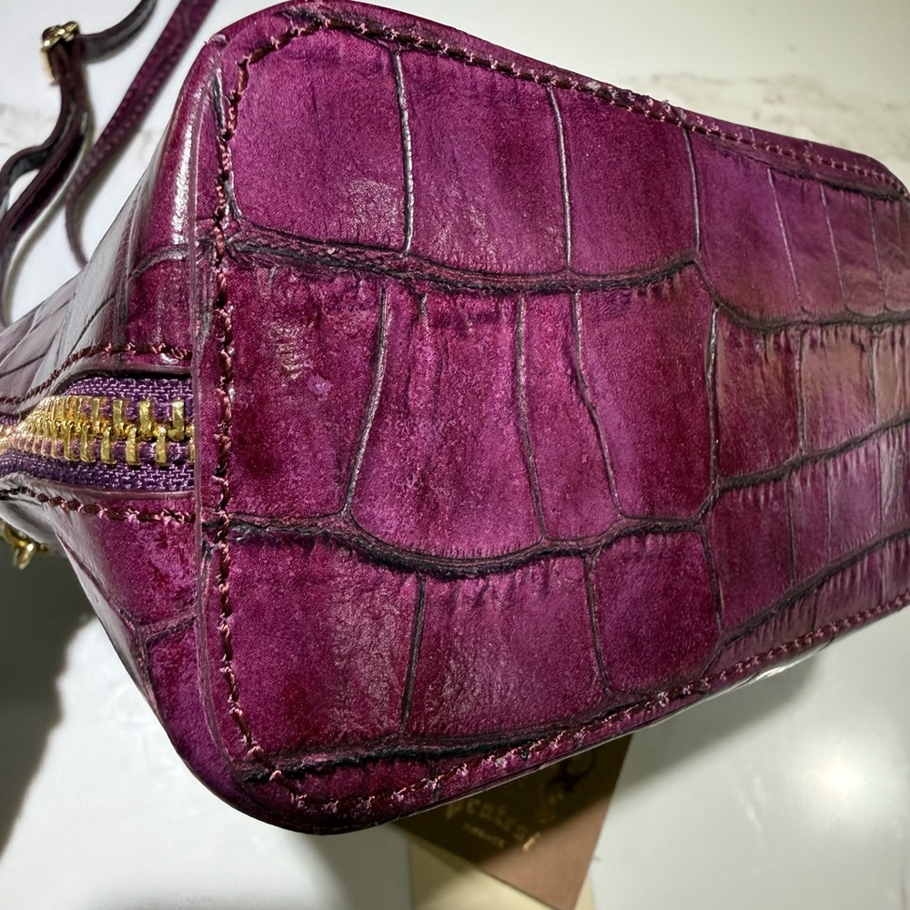 PRATESI Italian Firenze Leather Crossbody with Storage bag, Purple - Picture 10 of 16